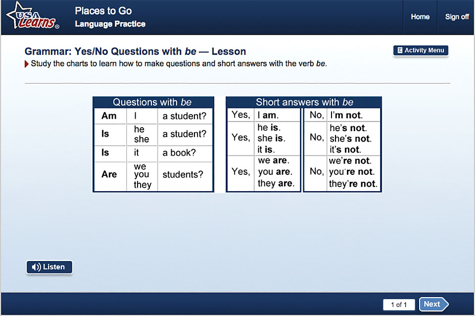 English grammar activity